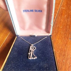 Sterling Silver Bride and Groom Vintage Necklace